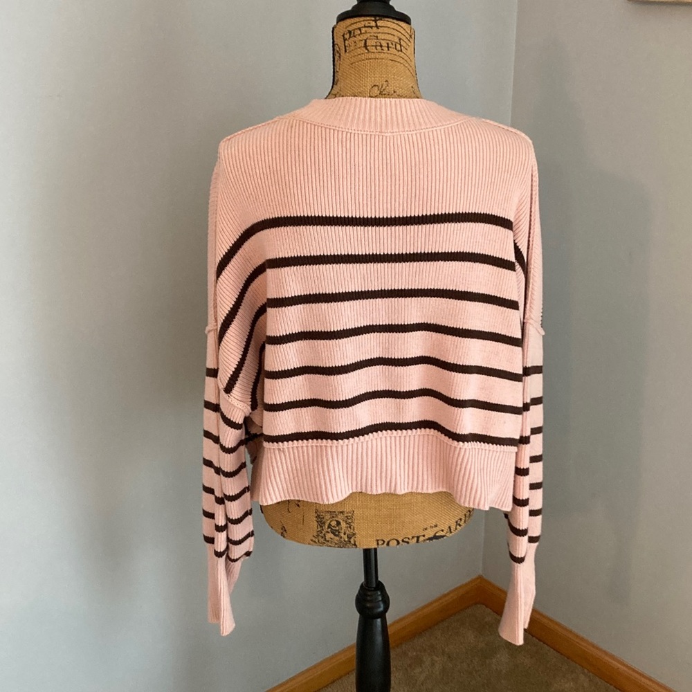 Free People Striped Cropped Sweater Women Size M - Picture 3 of 15